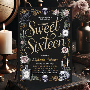 Mörk Akademi Sweet Sixteen Födelsedag Inbjudningar
