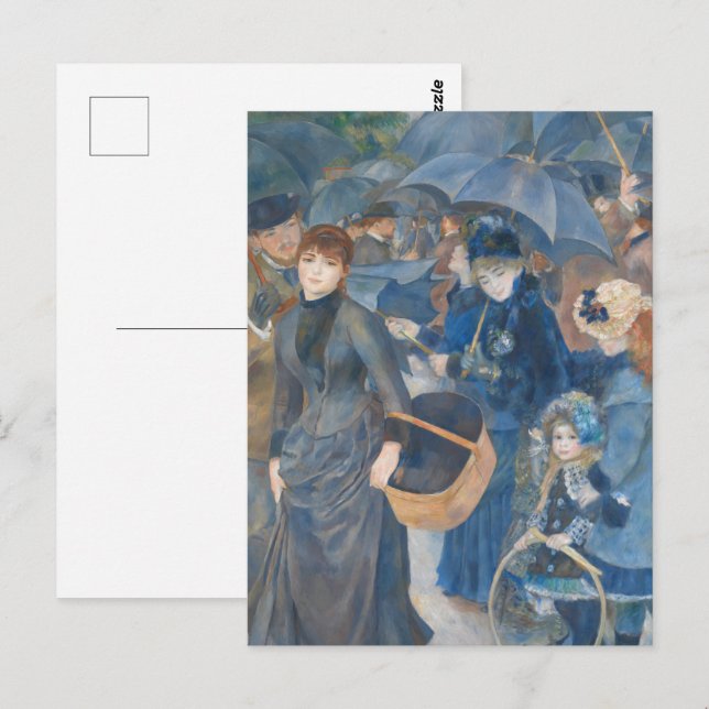 Mörk Akademia Renoir Blå Paraply Målning Vykort (Fram/baksida)