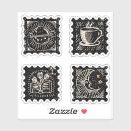 Mörk akademiker vintage postage frimärke klistermärken