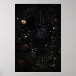 Mörk akademisk blomsterräknetryck, gotisk poster