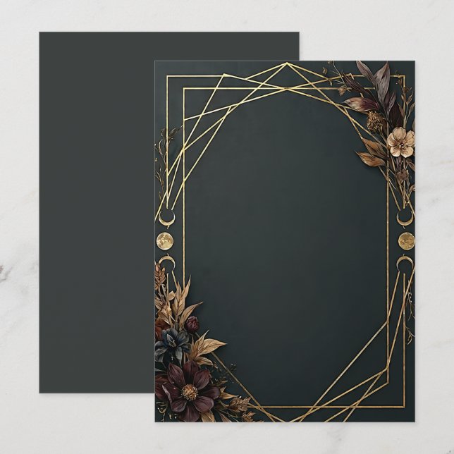 Mörk Akademisk Boho Bröllop  Inbjudningar (Fram/baksida)