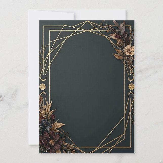 Mörk Akademisk Boho Bröllop  Inbjudningar (Framsida)