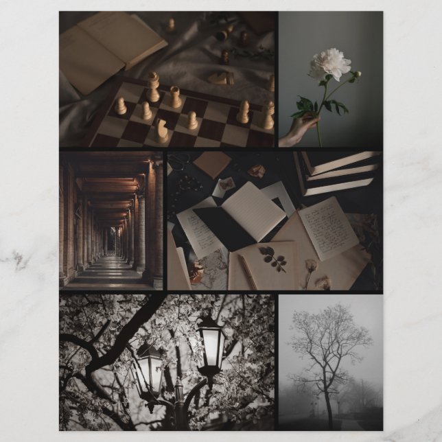 Mörk akademisk collage Scrapbookingpapper (Framsida)