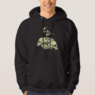 Mörk akademisk estetik Korp på gamla böcker Skalle Hoodie