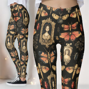 Mörk Akademisk Goth Viktoriansk Gotisk Cameo Röd M Leggings