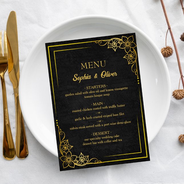 Mörk Akademisk Gothisk Elegant Bröllopsmeny Meny (Skapare uppladdad)