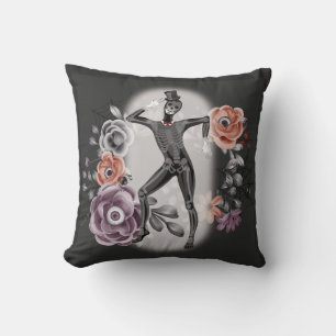 Mörk akademisk gotisk blomster skelett Halloween Kudde