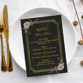 Mörk Akademisk Gotisk Elegant Bröllopsmeny Meny