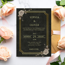 Mörk akademisk gotisk svart guld elegant bröllop