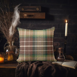 Mörk akademisk grön och brun rutig design kudde