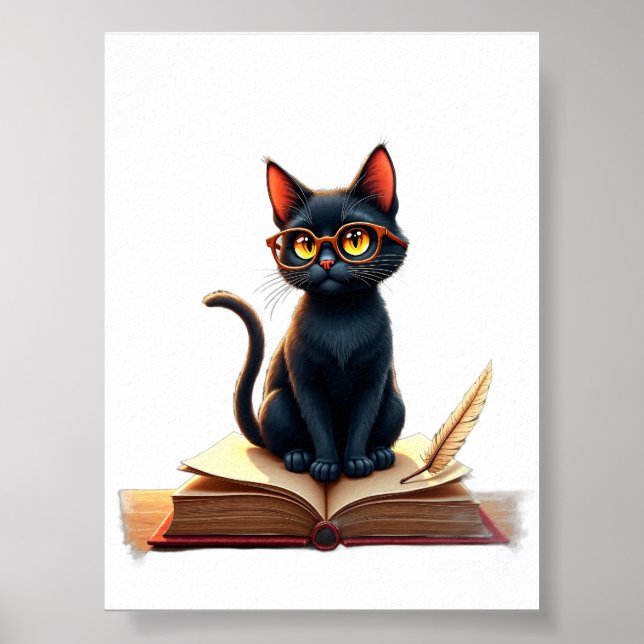 Mörk akademisk kattbokälskare läshörna poster (Framsidan)