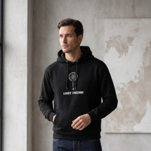 Mörk Akademisk Kompass Förlorad Svart Streetwear Hoodie