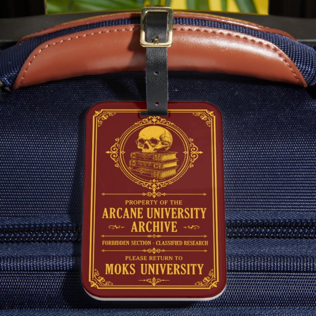 Mörk akademisk ockult universitets bagagelapp (Framsida Insitu 2)
