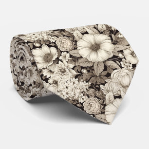 Mörk akademisk sepia blomster botanisk slips