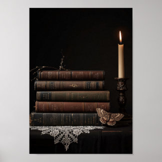 Mörk akademisk stämningsfull bokskålväggskonst poster