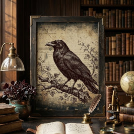 Mörk Akademisk Vintage Korp Murgröna Estetisk Kons Poster