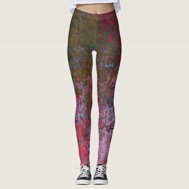 Mörk Alcohol Bläck Abstrakt Leggings (Framsida)
