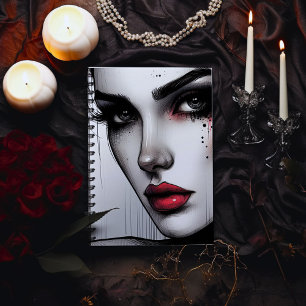 Mörk Allure Gothic – Dramatiska Röda Läppar Anteckningsbok