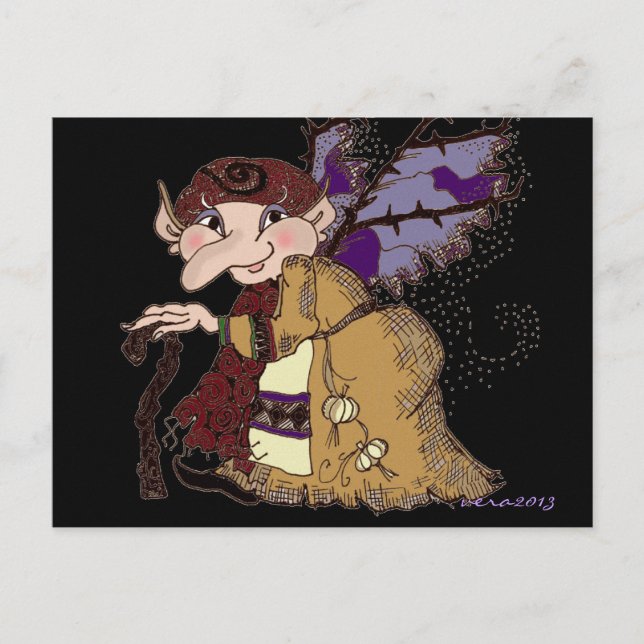 Mörk Älva Baba Ukrainska folkkonst Vykort (Framsida)