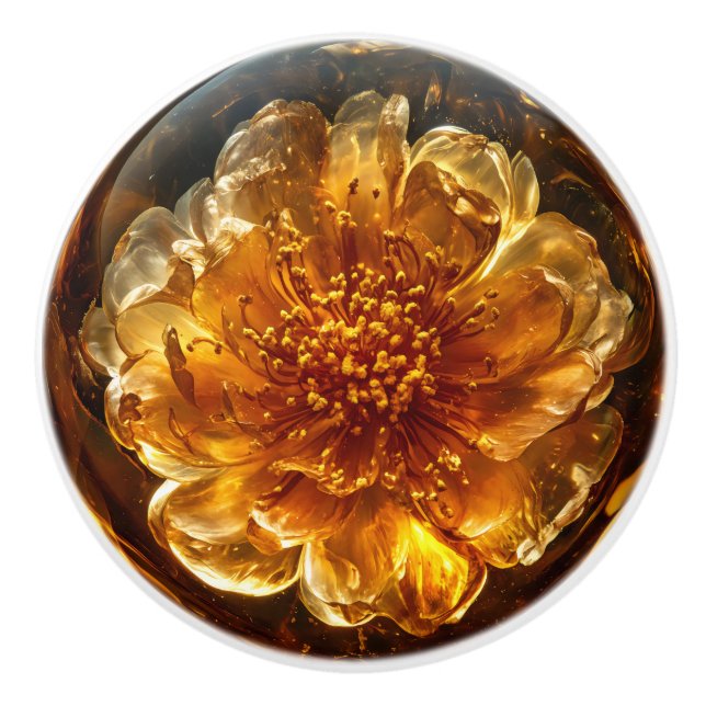 Mörk Amber Flower Mönster Knopp (Framsidan)