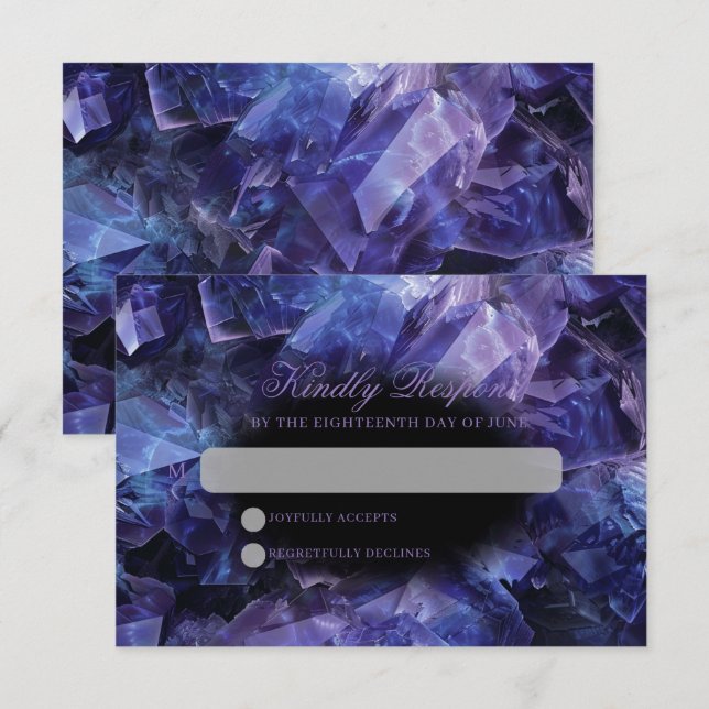 Mörk Amethyst Boho Witch Crystals Black Bröllop OSA Kort (Fram/baksida)