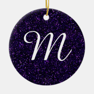 Mörk Ametyst Lila Glitter Julgransprydnad Keramik