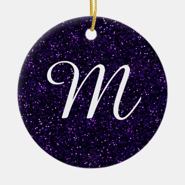 Mörk Ametyst Lila Glitter Julgransprydnad Keramik (Framsidan)