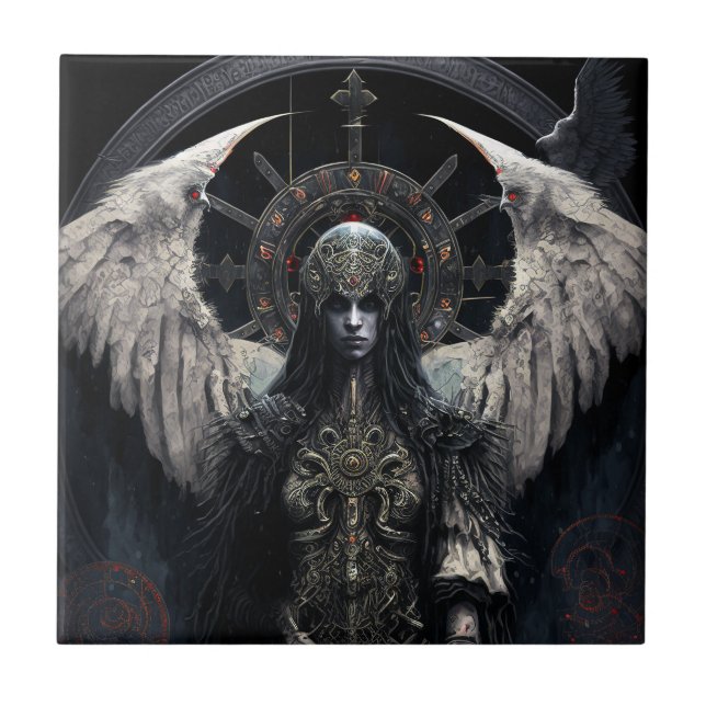 Mörk Angel Gothic Fantasy Art Kakelplatta (Framsidan)