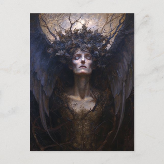 Mörk Angel Gothic Goth Fantasy Art Vykort (Framsida)