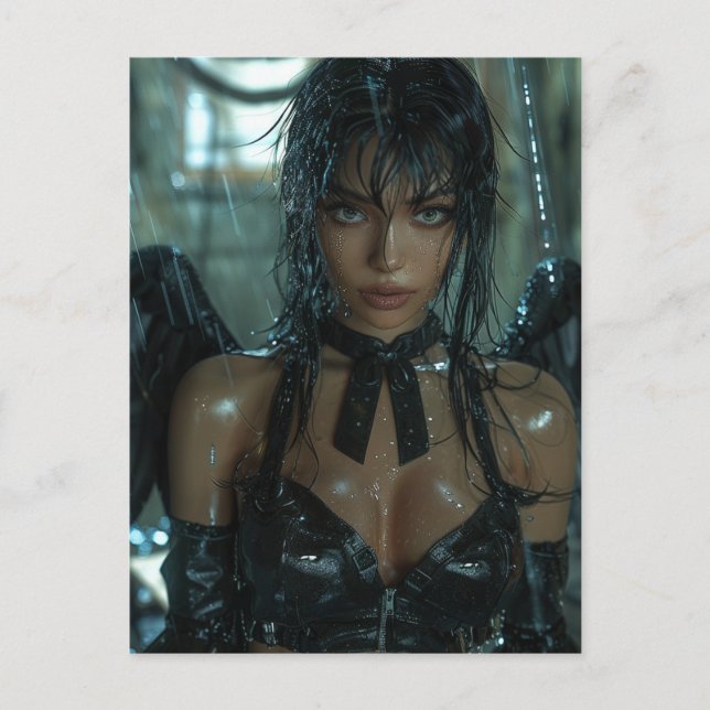 Mörk Angel i regnet Vykort (Framsida)