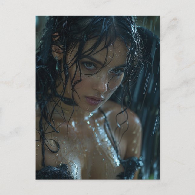 Mörk Angel i regnet Vykort (Framsida)