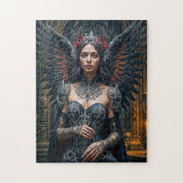 Mörk Angel med Krona och Ro Pussel