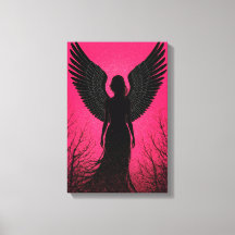 Mörk Angel Silhouette Art med Neon Rosa Vibes