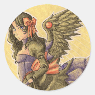 Mörk Angel Stickers Runt Klistermärke