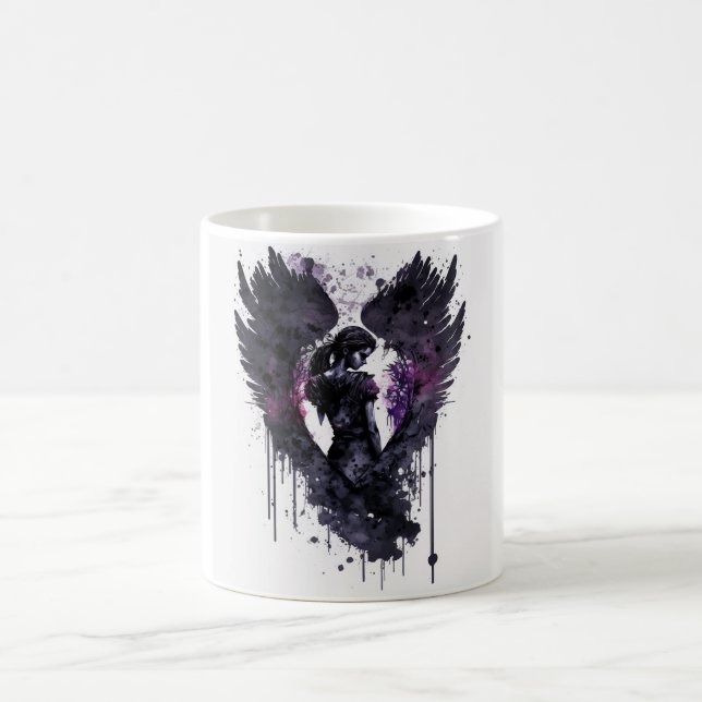 Mörk Angel Valentine med Inky Mörk Vingar Kaffemugg (Center)