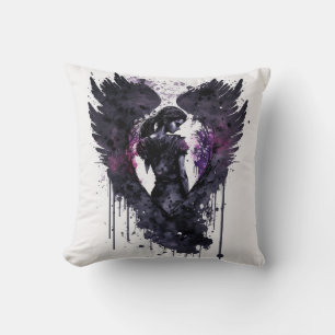 Mörk Angel Valentine med Inky Mörk Vingar Kudde
