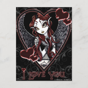 Mörk Angel Valentine vycard Helg Vykort