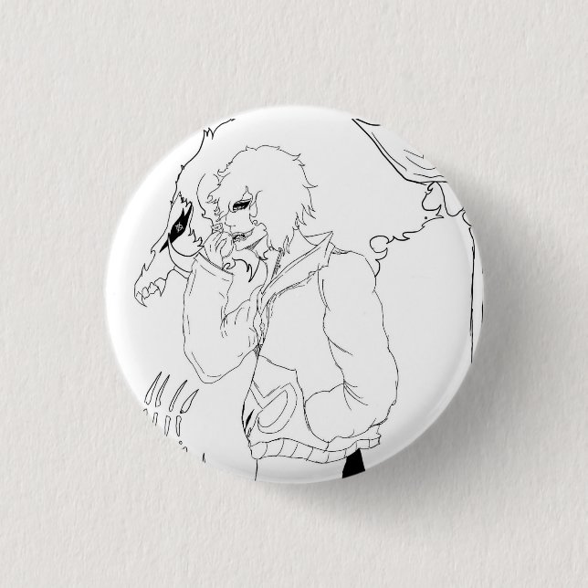 Mörk Anime Fantasy Kråka och Demon Konst Knapp (Framsida)