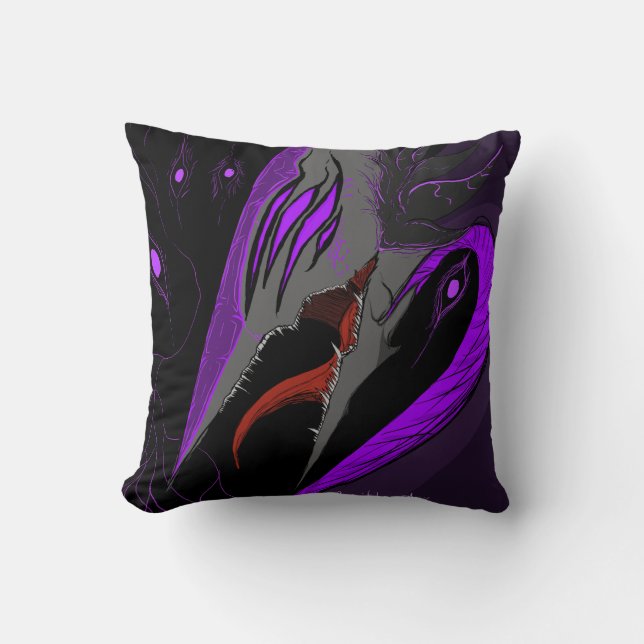 Mörk Anime Fantasy Kråka och Demon Konst Kudde (Framsida)