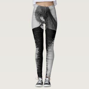 Mörk Anime Fantasy Kråka och Demon Konst Leggings