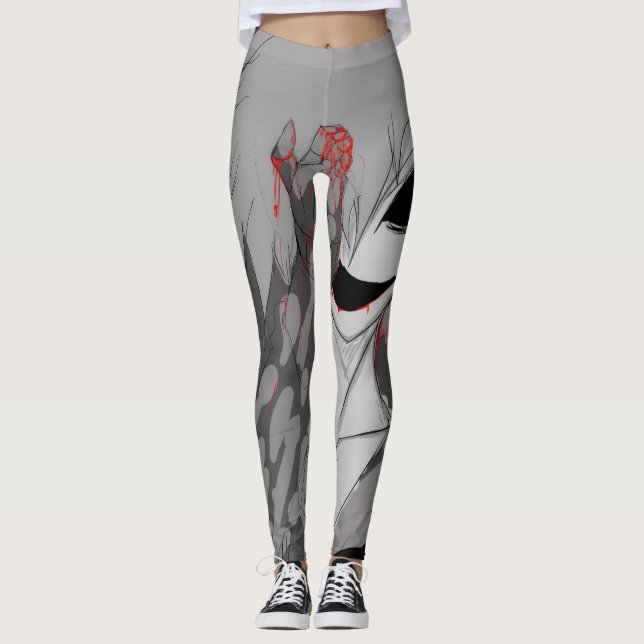 Mörk Anime Fantasy Kråka och Demon Konst Leggings (Framsida)