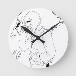 Mörk Anime Fantasy Kråka och Demon Konst Rund Klocka