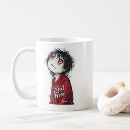 Mörk Anime "Fortfarande Här" Estetisk Gothic Illus Kaffemugg