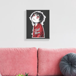 Mörk Anime "Fortfarande Här" Estetisk Gotisk Illus Canvastryck