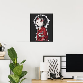 Mörk Anime "Fortfarande Här" Estetisk Gotisk Illus Poster