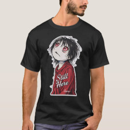 Mörk Anime "Fortfarande Här" Estetisk Gotisk Illus T Shirt
