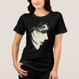 Mörk Anime Sidoprofil | Svart & Vit Manga Bläck  T Shirt