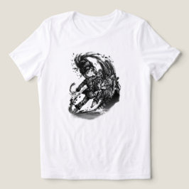 Mörk Animeflicka med jättekatt KONST T Shirt
