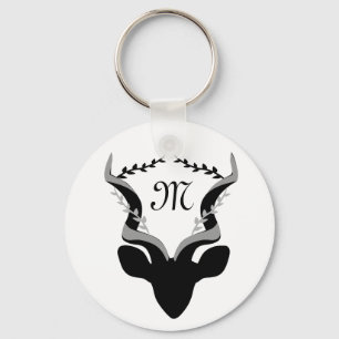 Mörk Antelope Silhouette med anpassat Monogram Nyckelring