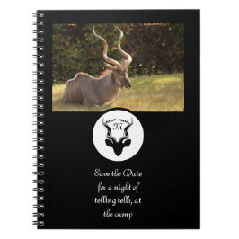 Mörk Antelope Silhouette Monogram Photo Anteckningsbok